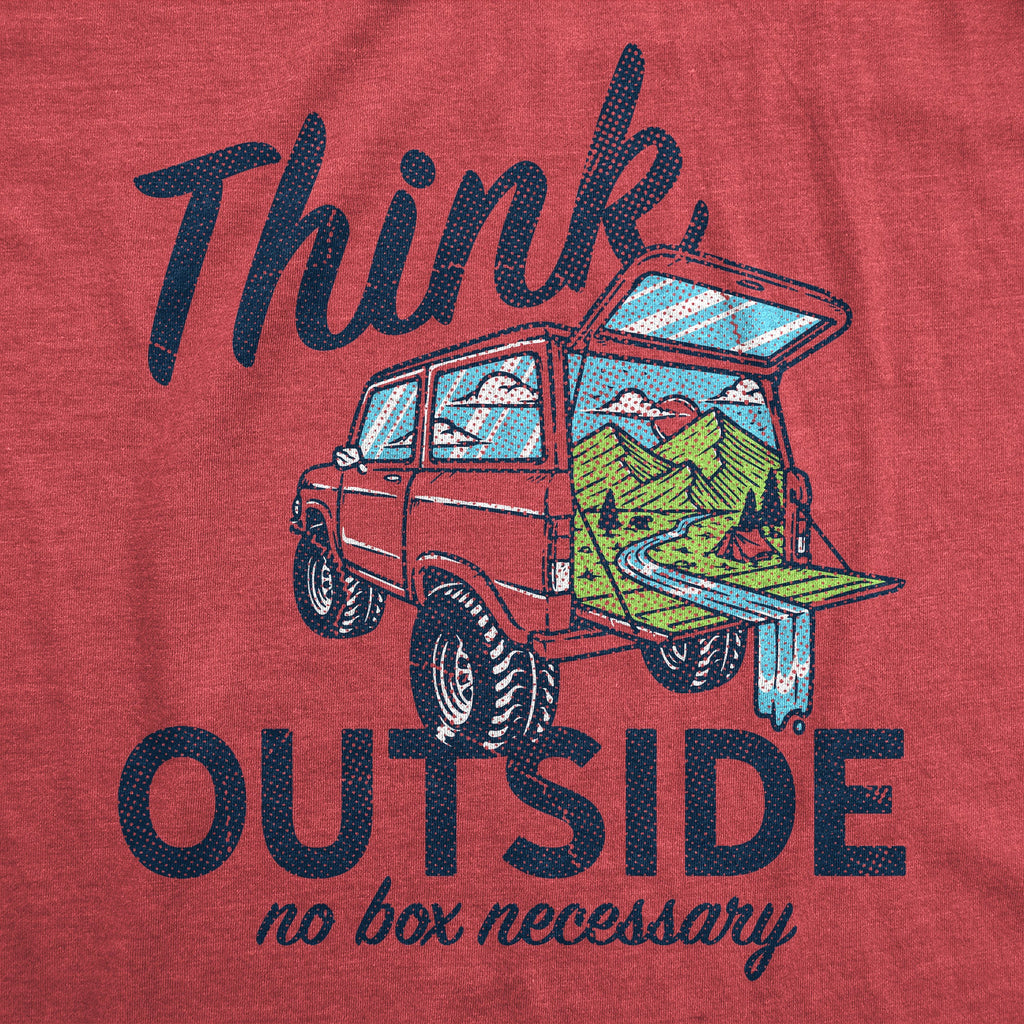 Mens Think Outside No Box Necessary Funny Camping Vintage product image 3