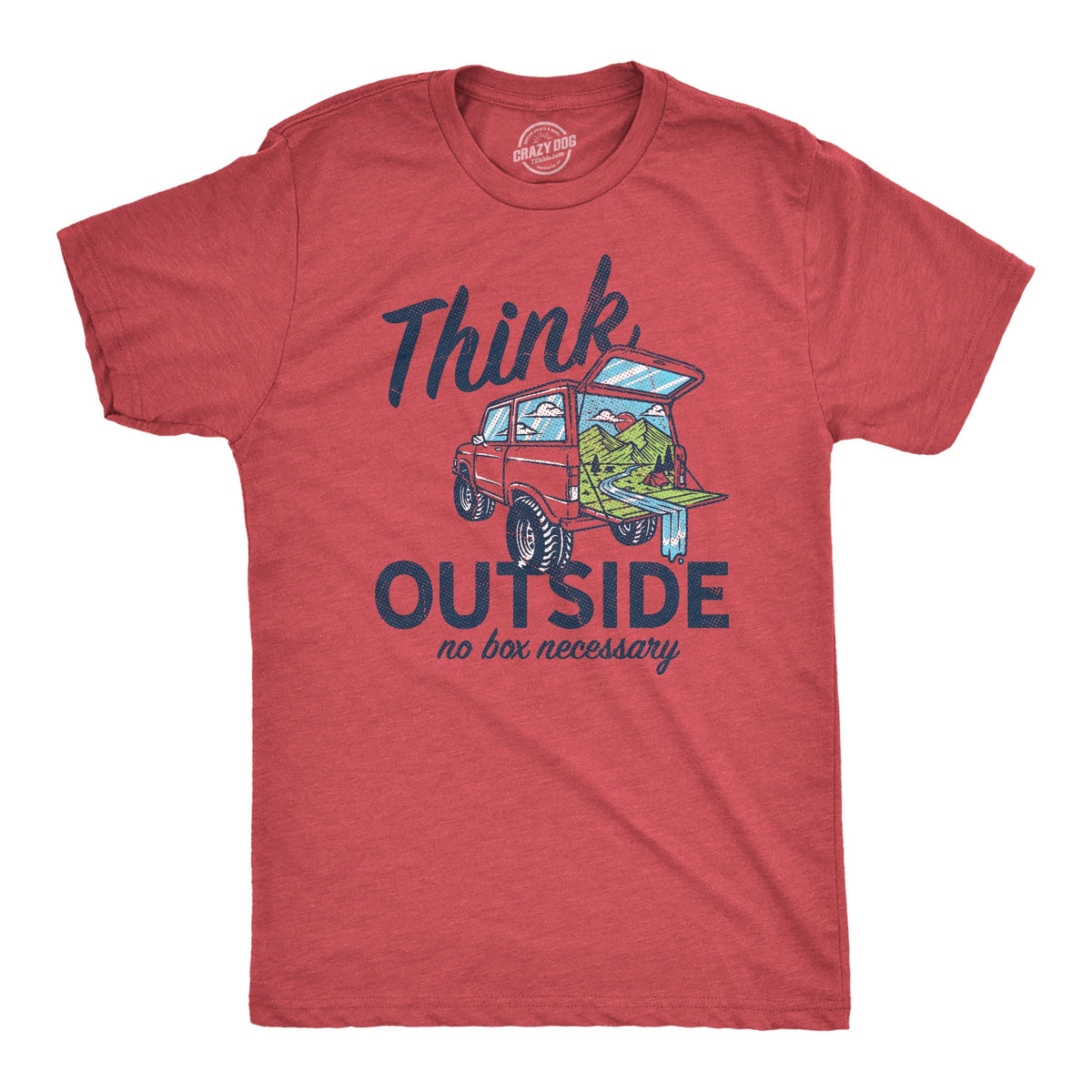 Mens Think Outside No Box Necessary Funny Camping Vintage product image 5