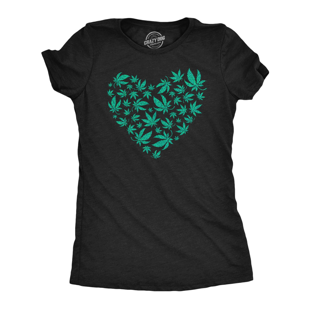 Glitter Heart Made Of Pot Leaves Women's T Shirt product image 1