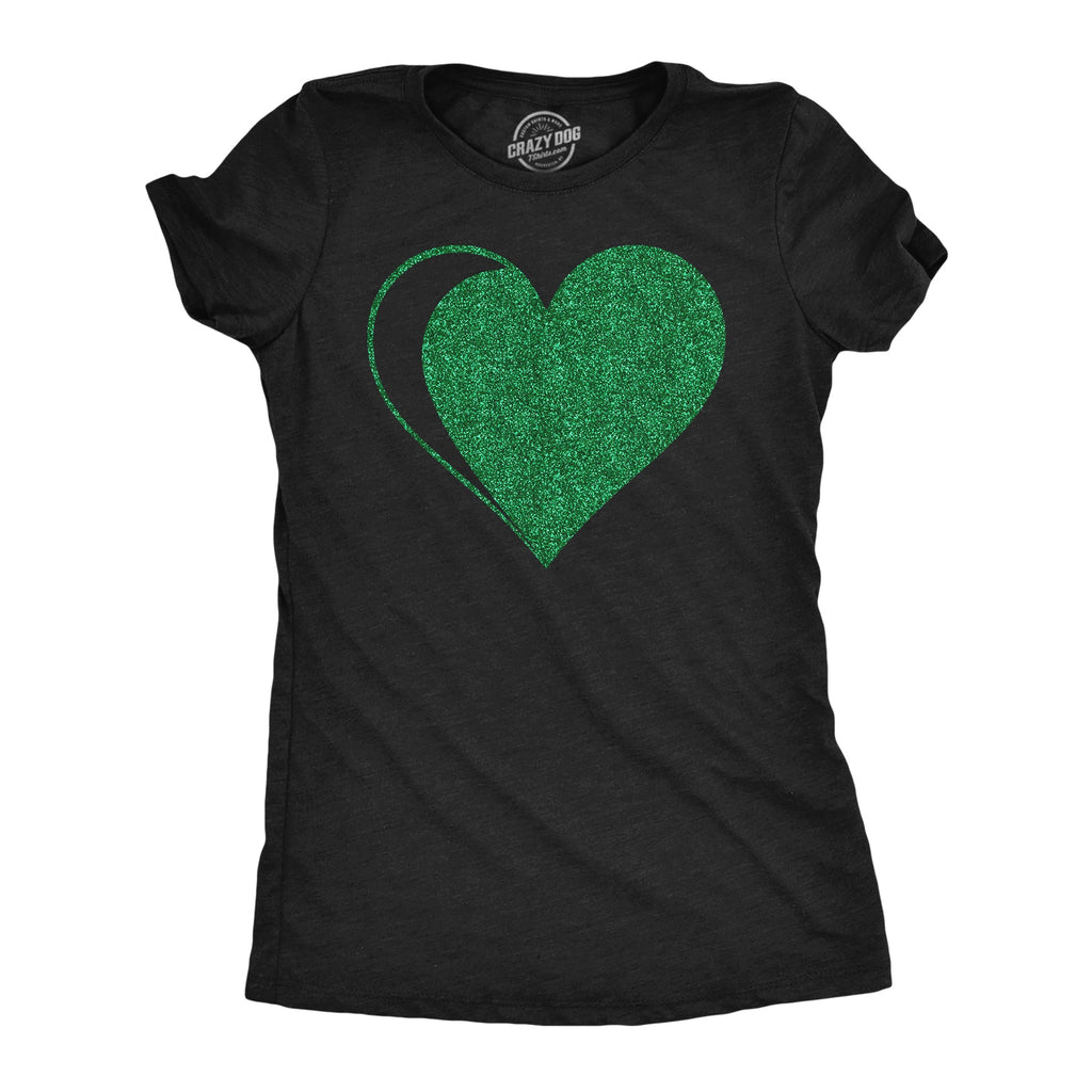 Green Glitter Heart Women's T Shirt product image 1
