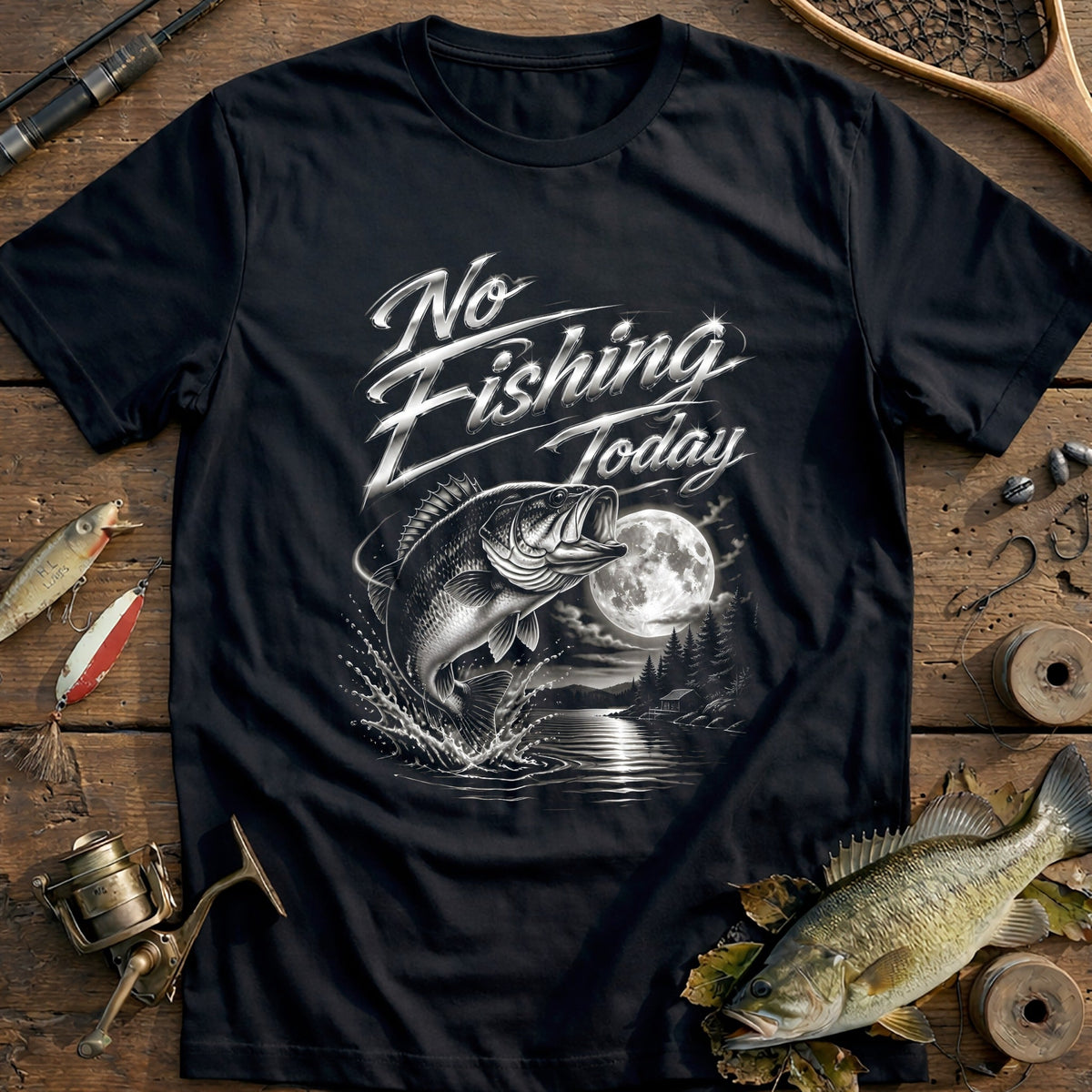 Airbrush Montage Fishing T-Shirt product image 2