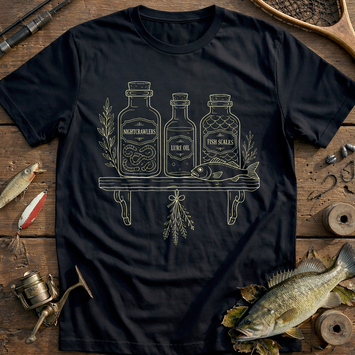 Apothecary Bait Bottles Fishing T-Shirt EU product image 2