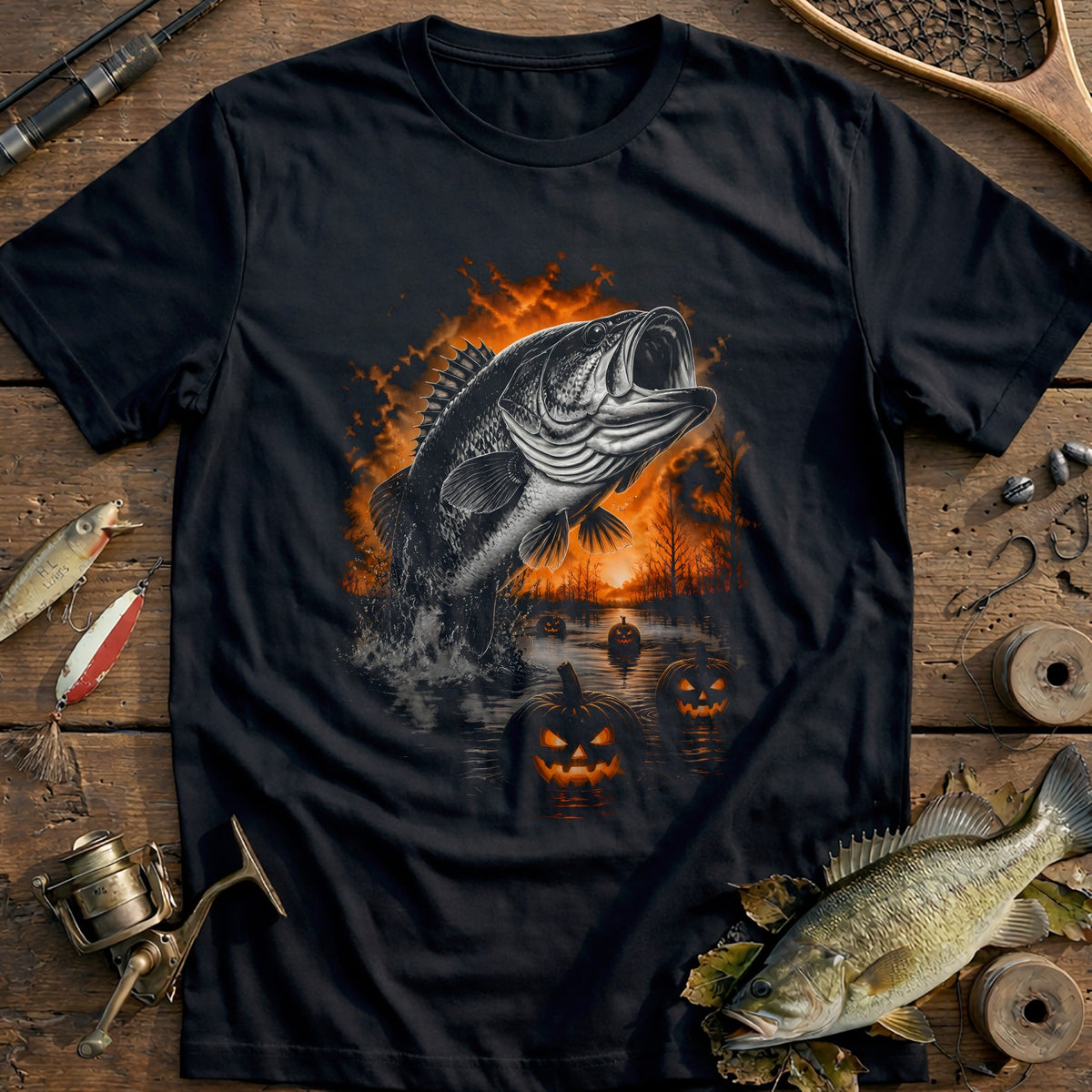 Bass Fog Jackolanterns Fishing T-Shirt US product image 3