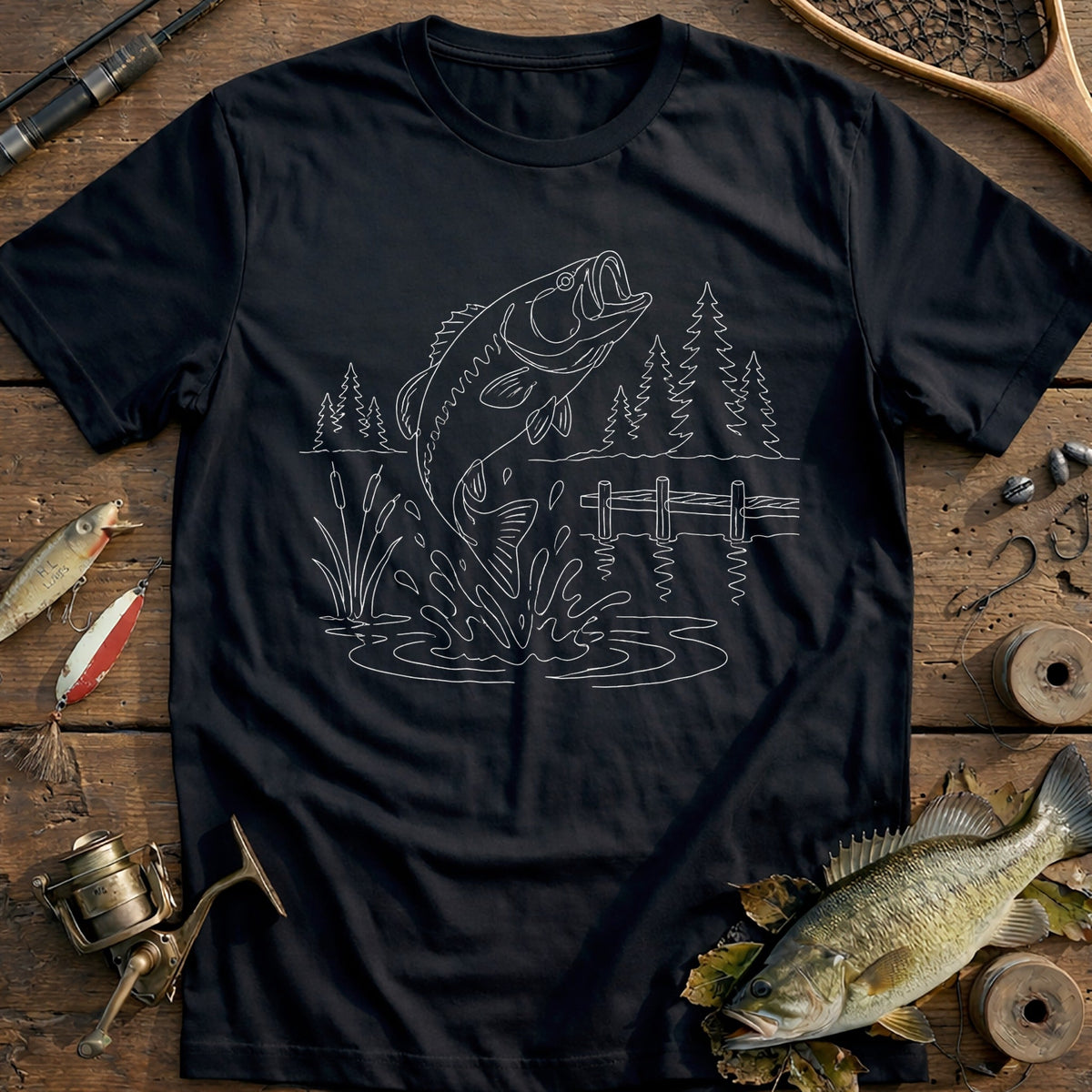 Bass Leaping High Fishing T-Shirt EU product image 2