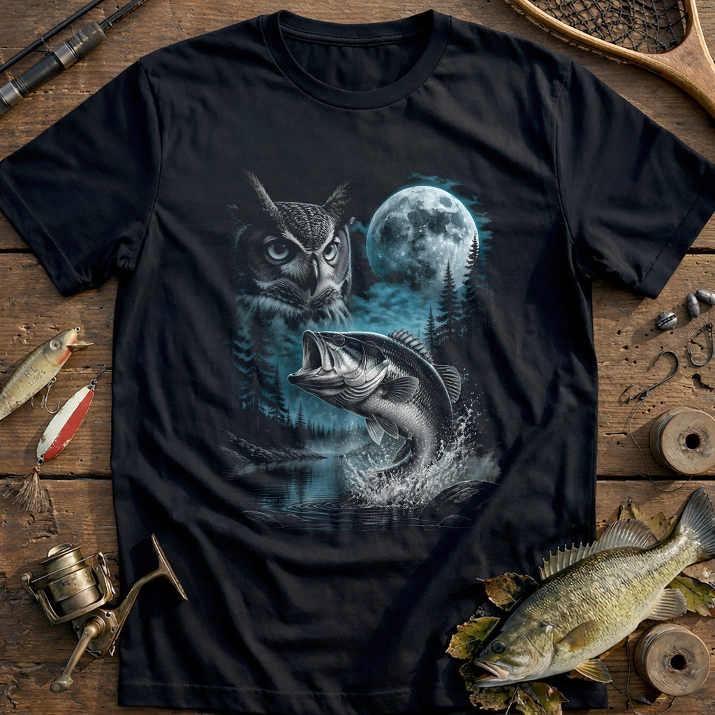 Bass Owl Full Moon Fishing T-Shirt US product image 3