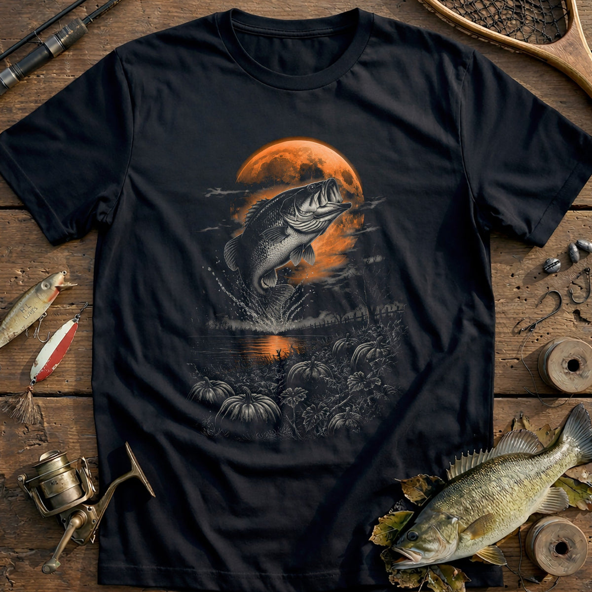 Bass Pumpkin Patch Fishing T-Shirt US product image 3