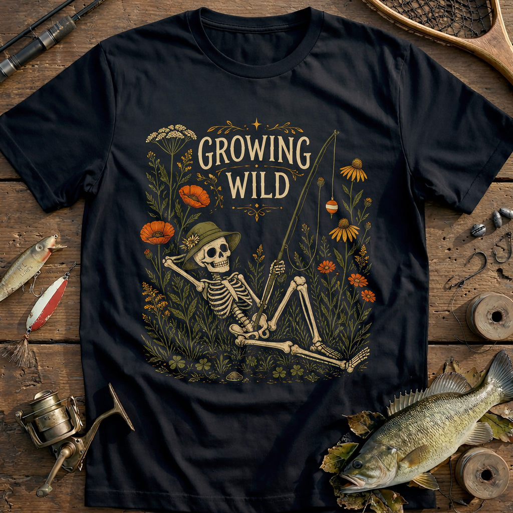 Growing Wild Skeleton Fishing T-Shirt US product image 3