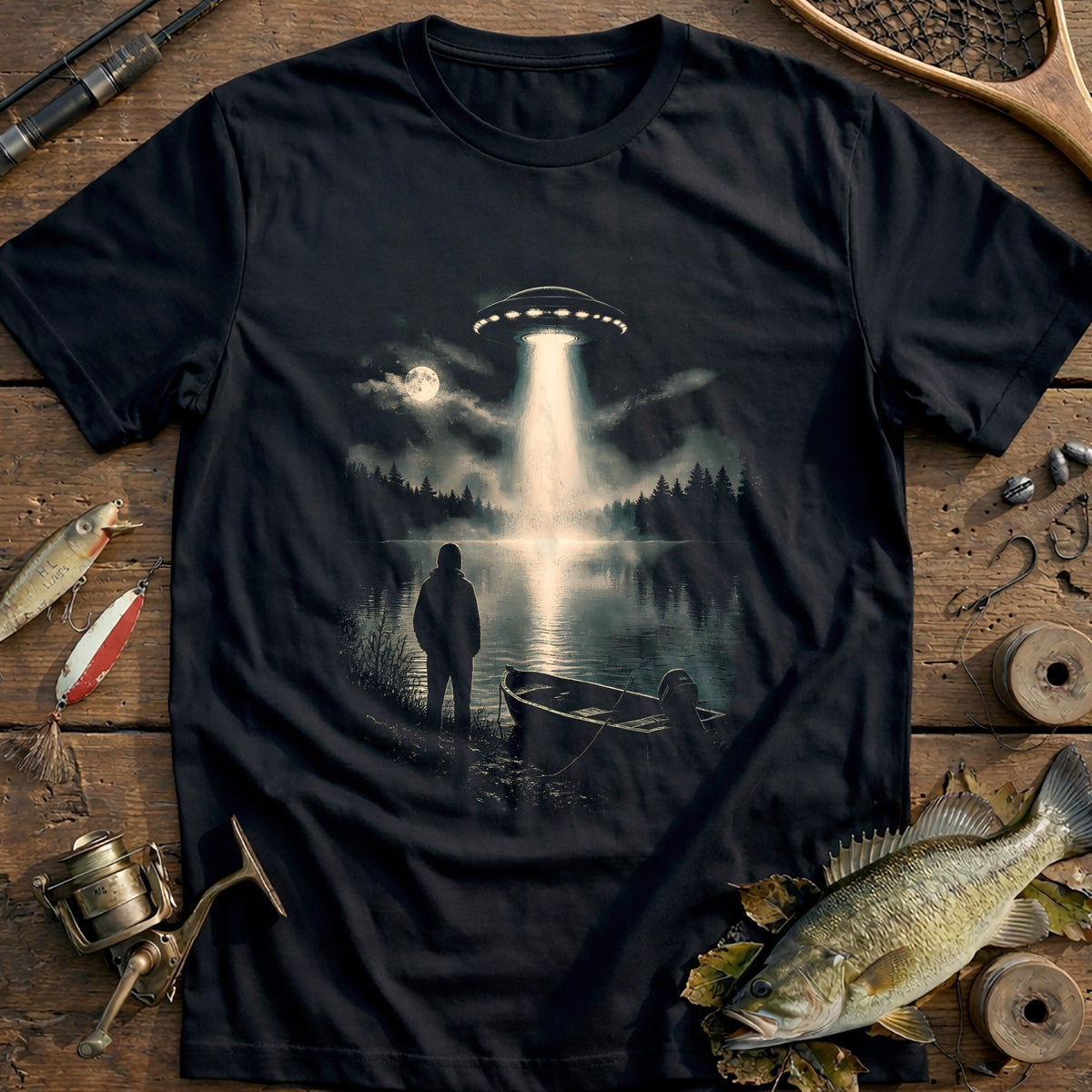 Hooded Ufo Lake Fishing T-Shirt AU product image 2