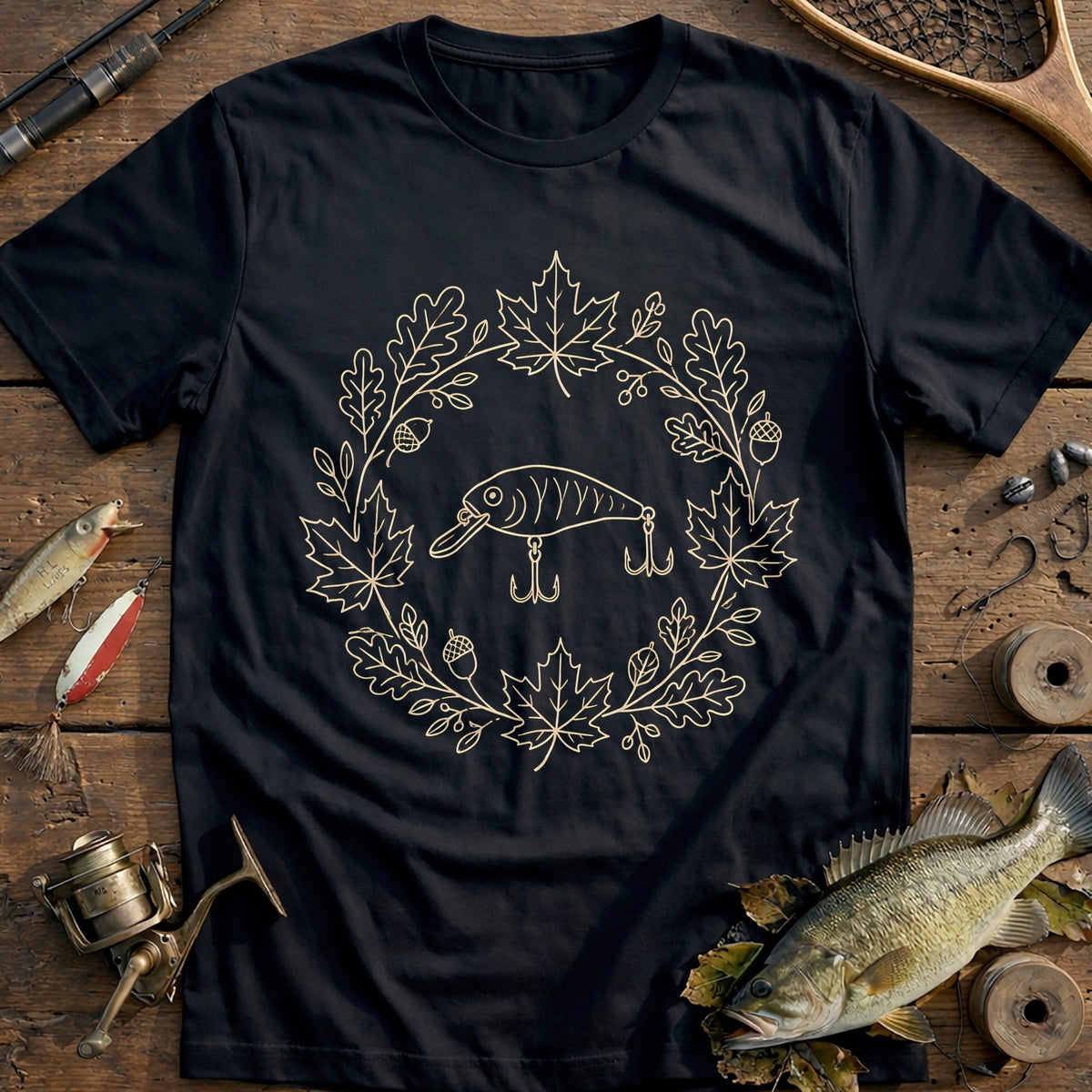 Leaf Wreath Lure Fishing T-Shirt AU product image 2