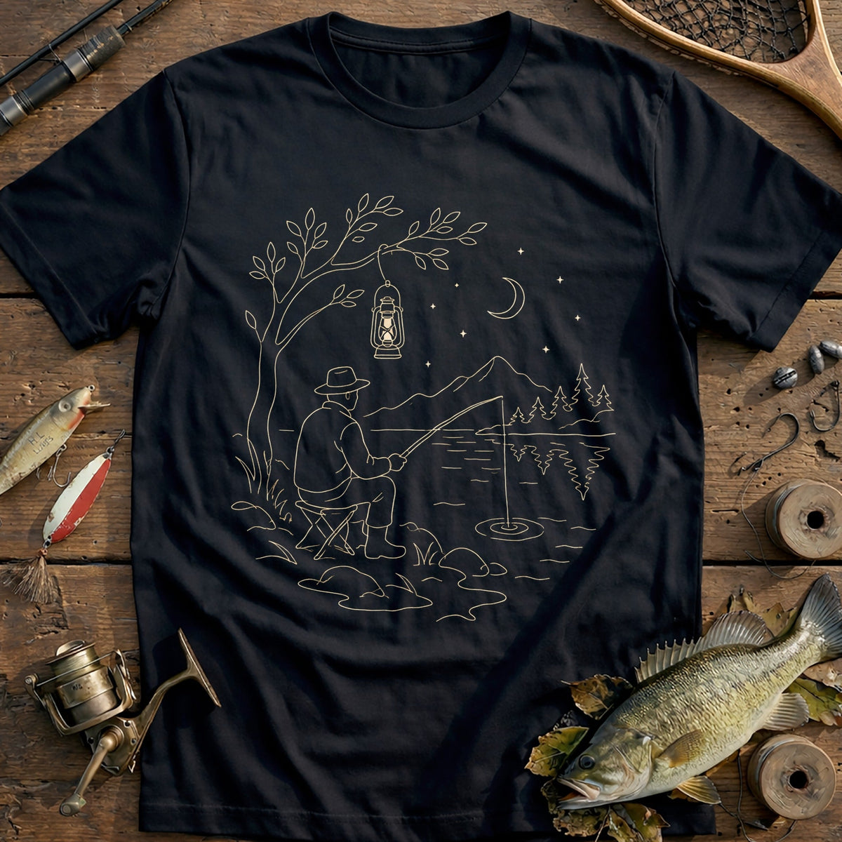 Night Cast by Lantern Fishing T-Shirt EU product image 3