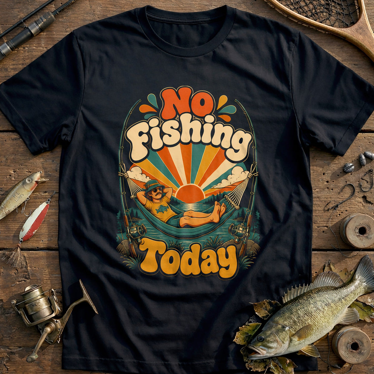 Retro Groovy Fishing T-Shirt EU product image 2