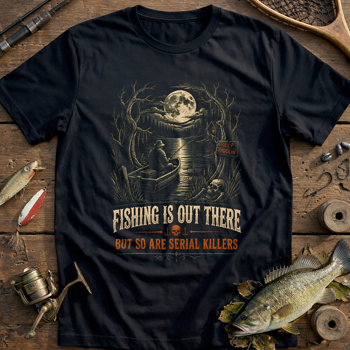 Serial Killers Engraving Fishing T-Shirt US product image 2