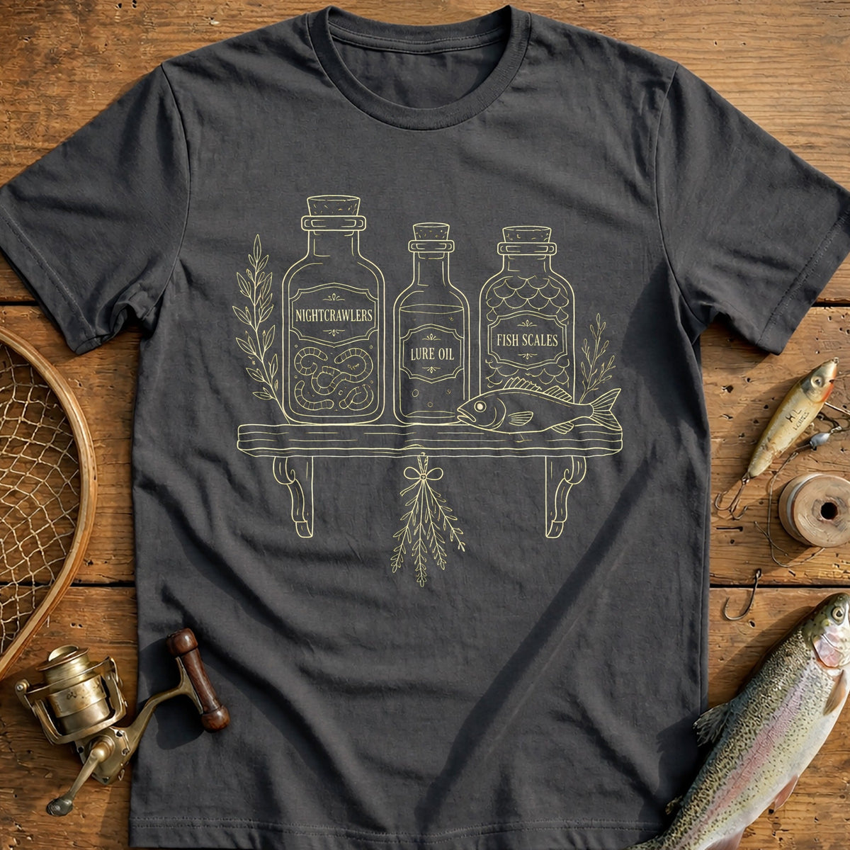 Apothecary Bait Bottles Fishing T-Shirt AU product image 3