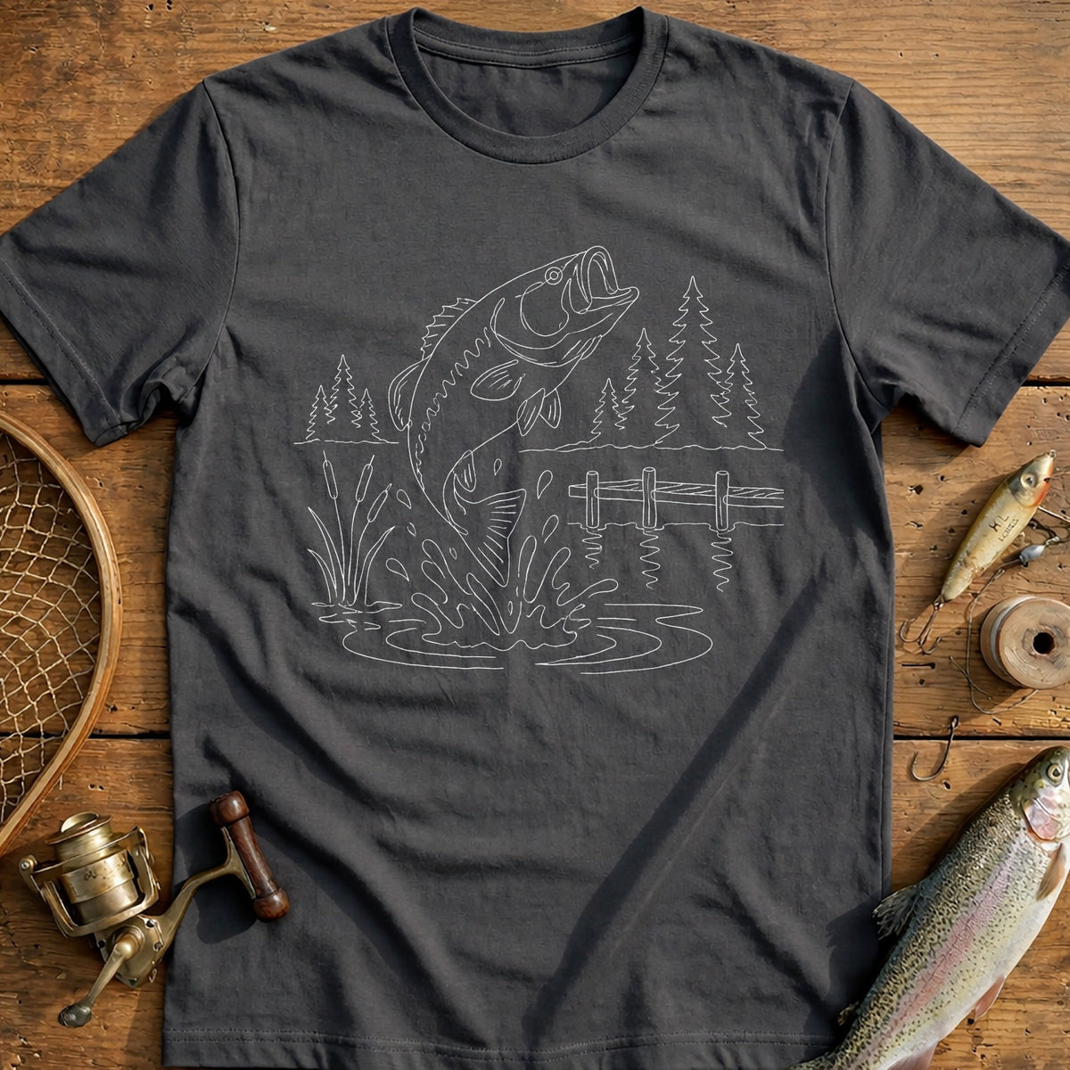 Bass Leaping High Fishing T-Shirt EU product image 3