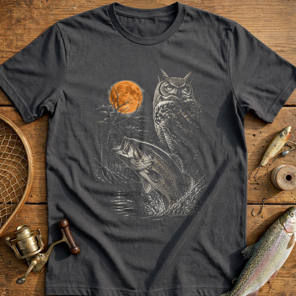 Bass Owl Trees Silver Fishing T-Shirt product image 3