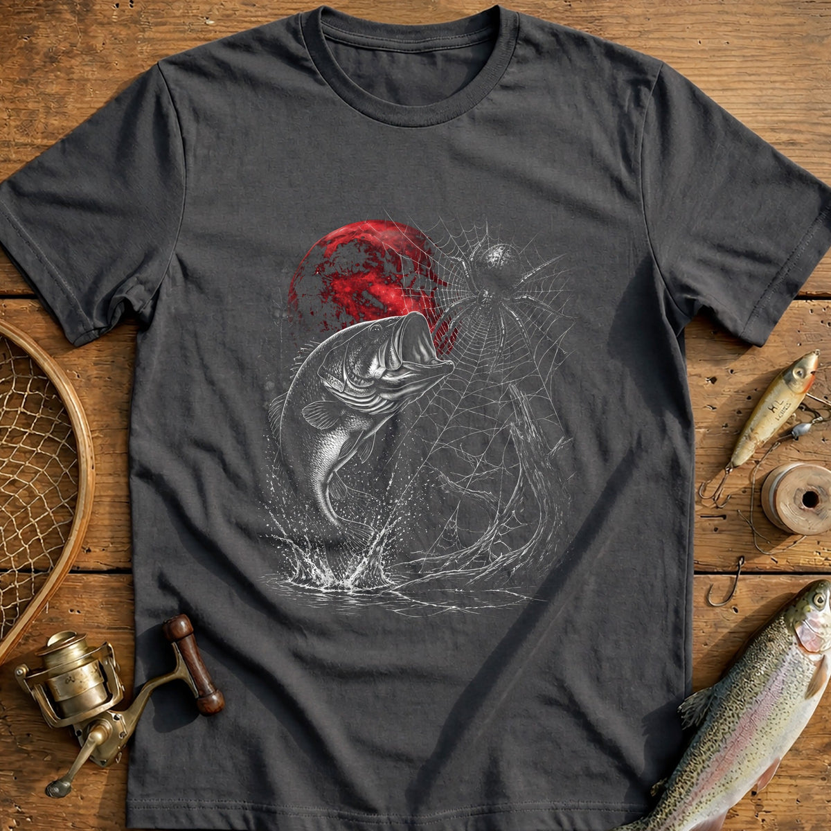 Bass Spider Web Redmoon Fishing T-Shirt AU product image 3