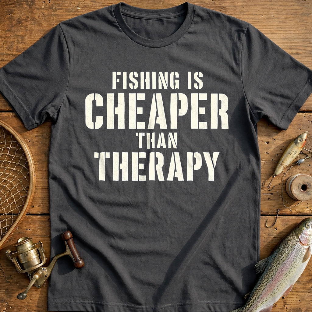 Fishing is Cheaper Than Therapy T-Shirt product image 3