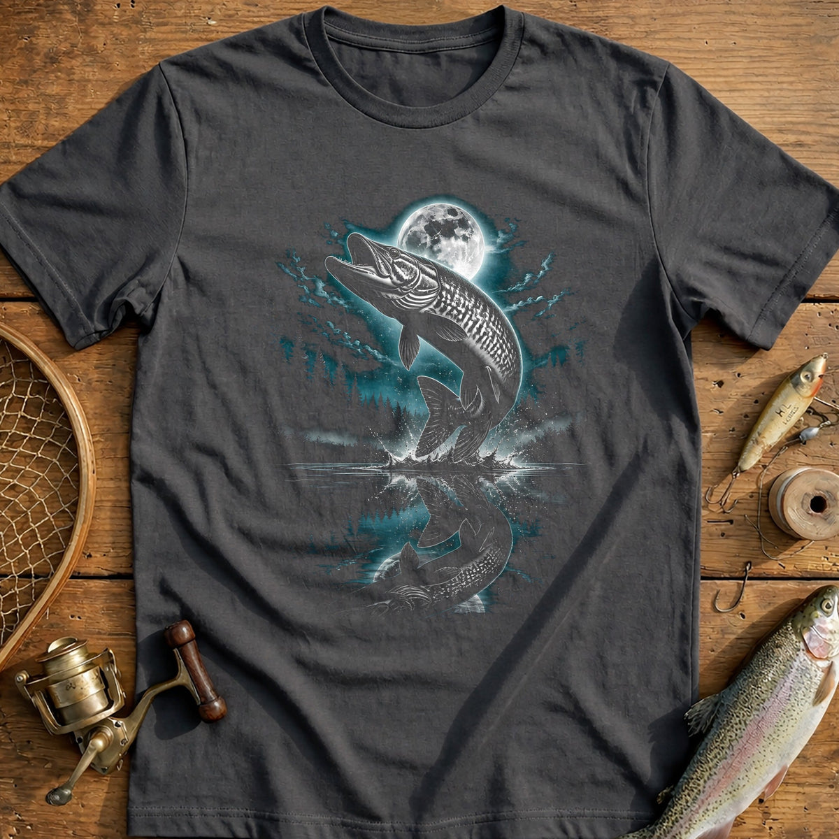 Muskie Mirrored Teal Fishing T-Shirt US product image 4
