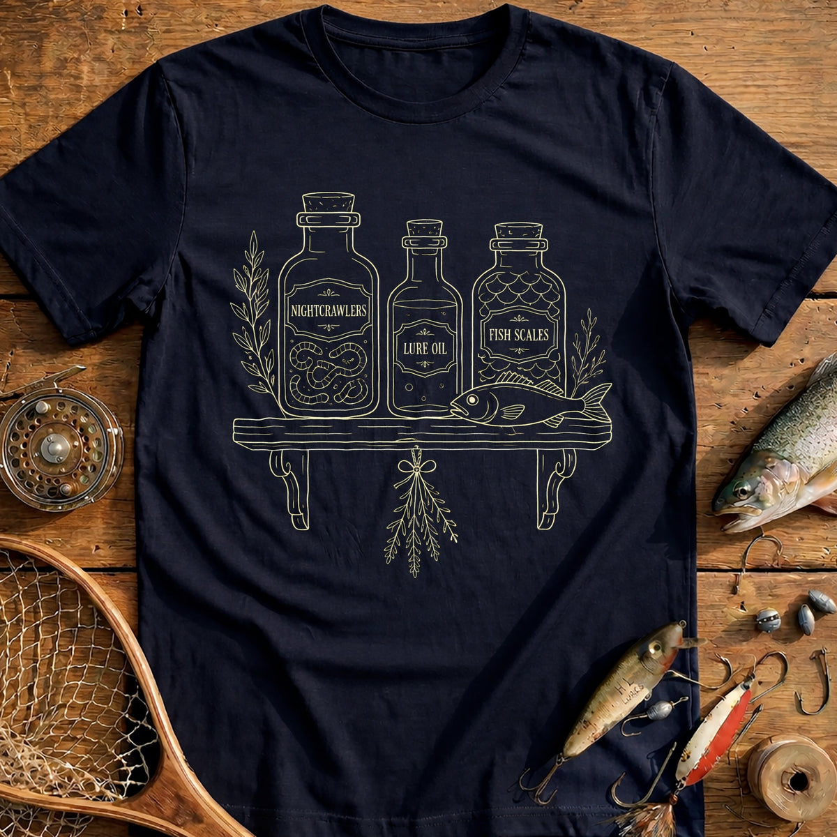 Apothecary Bait Bottles Fishing T-Shirt EU product image 1