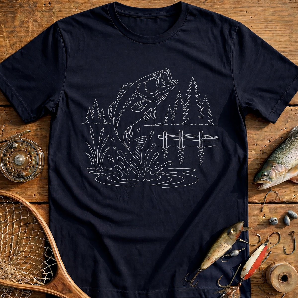 Bass Leaping High Fishing T-Shirt EU product image 1