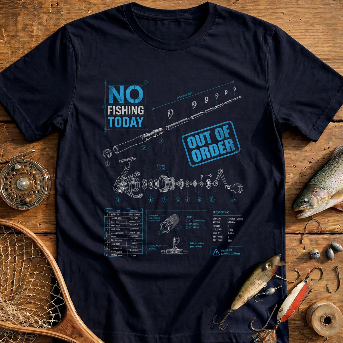 Blueprint Fishing T-Shirt AU product image 2