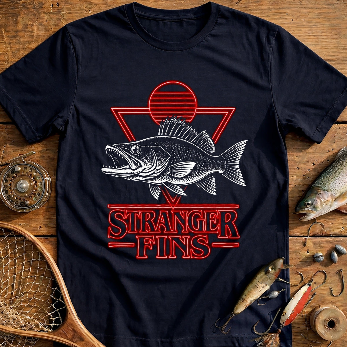 Stranger Fins Fishing T-Shirt product image 1