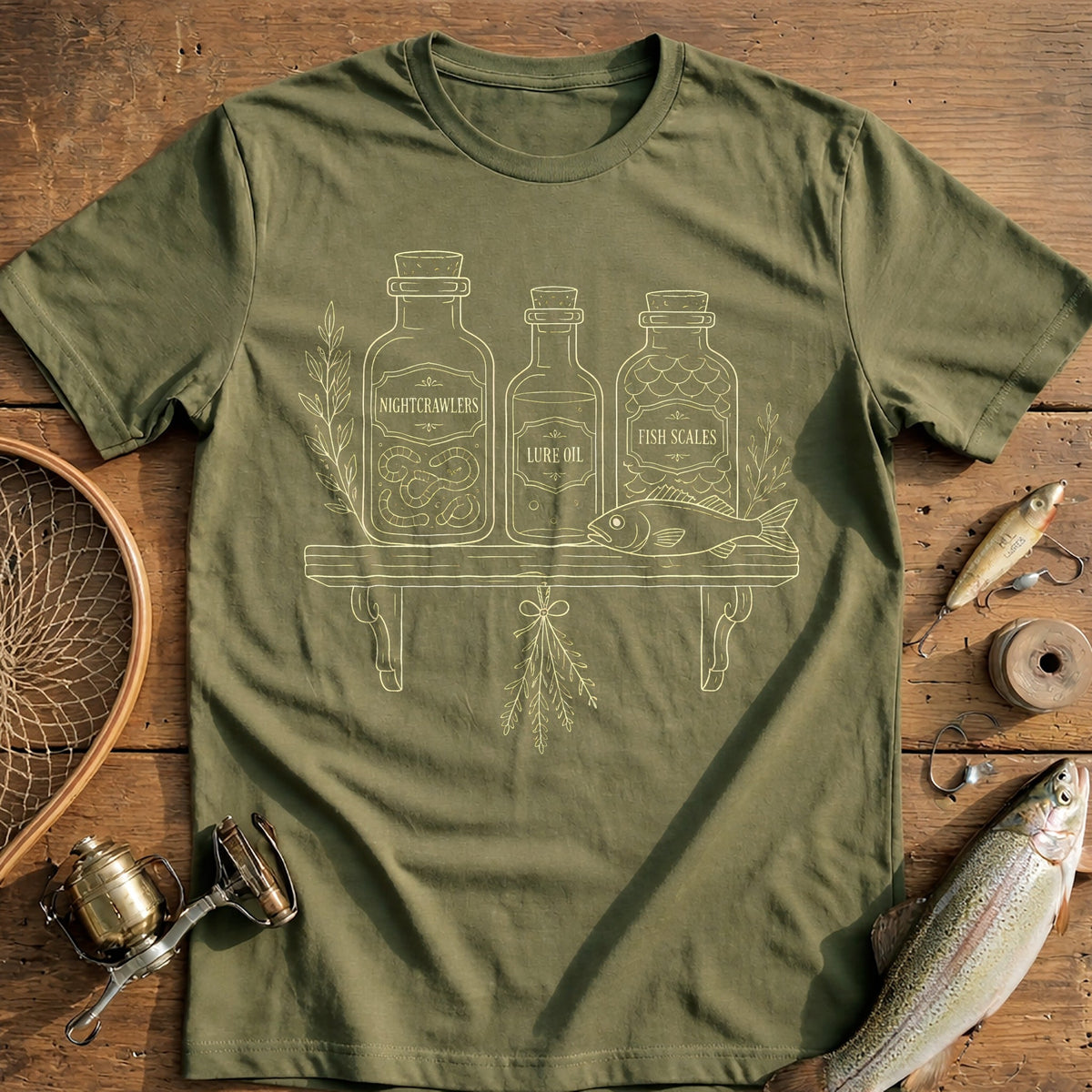 Apothecary Bait Bottles Fishing T-Shirt EU product image 4