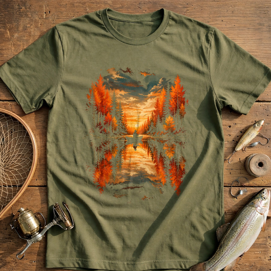 Autumn Lake Reflection Fishing T-Shirt AU product image 4