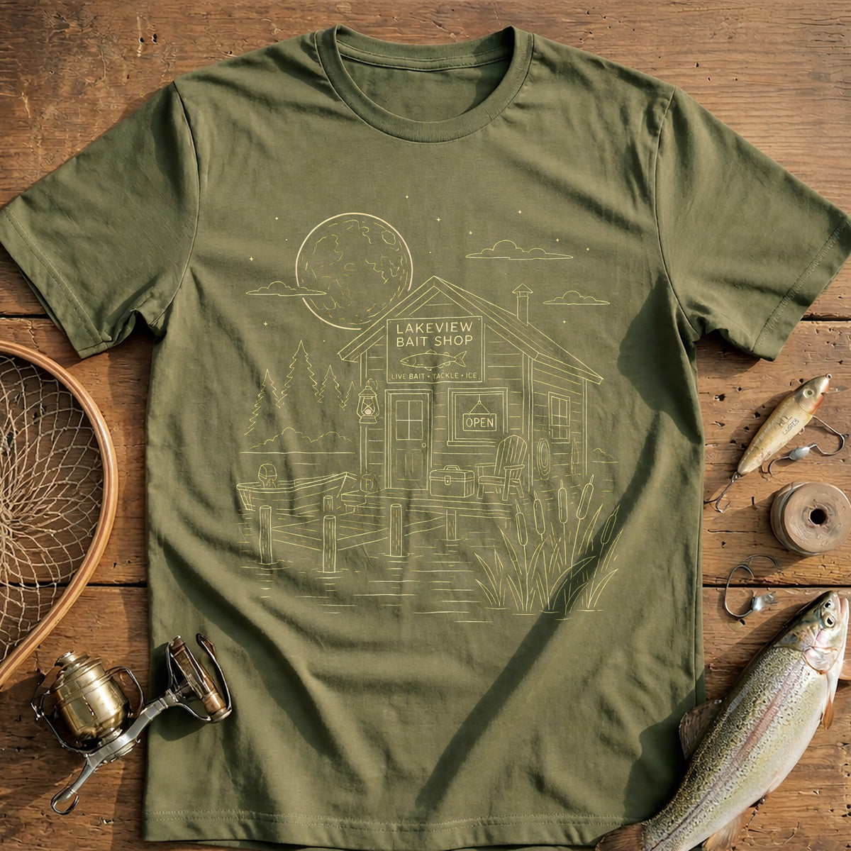 Bait Shop Night Fishing T-Shirt US product image 4
