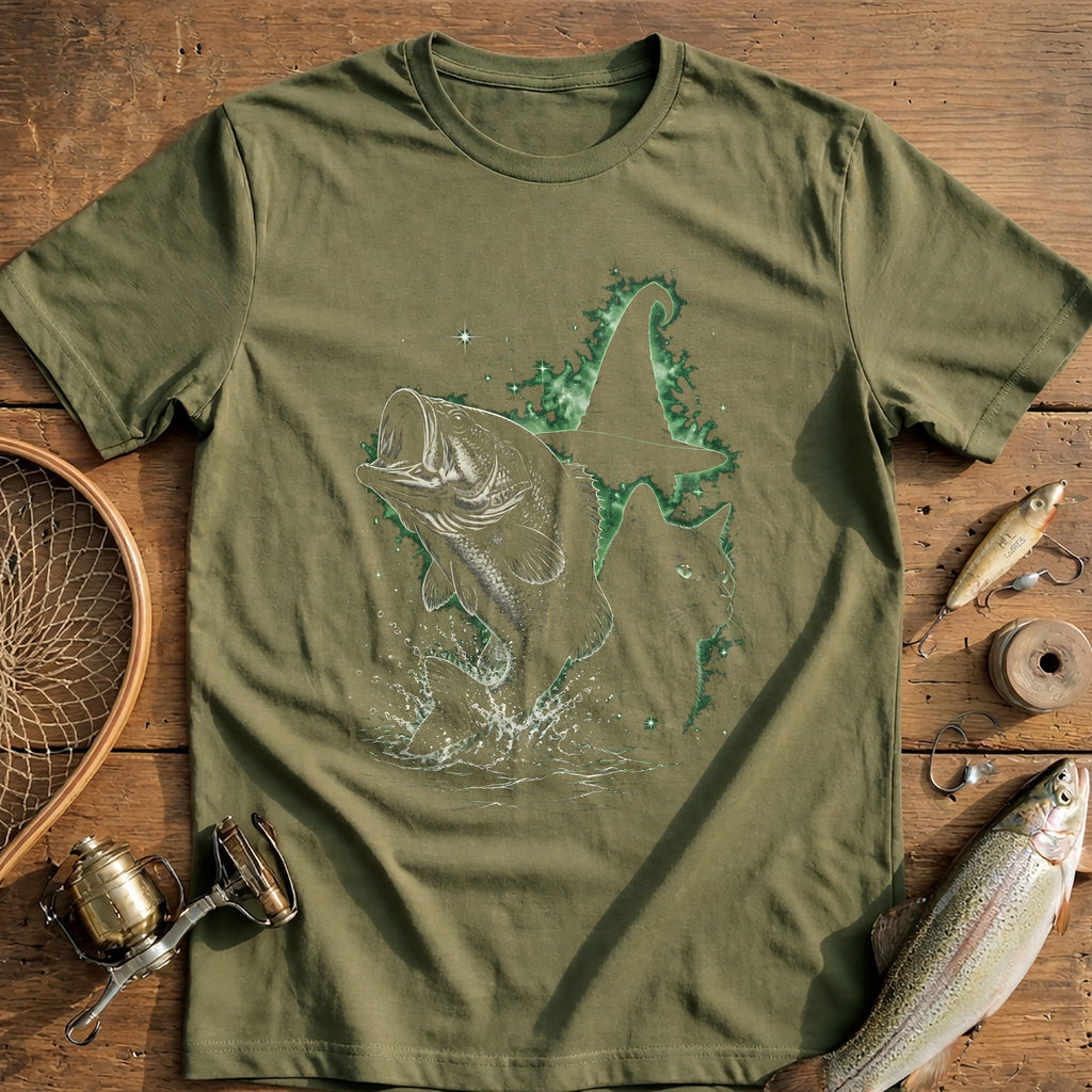 Bass Cat Witchhat Green Fishing T-Shirt EU product image 4
