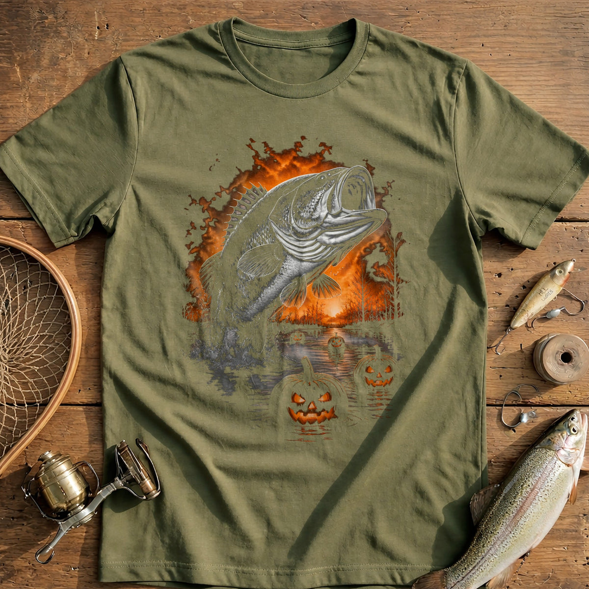 Bass Fog Jackolanterns Fishing T-Shirt AU product image 4