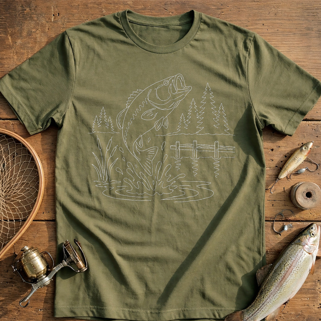 Bass Leaping High Fishing T-Shirt EU product image 4