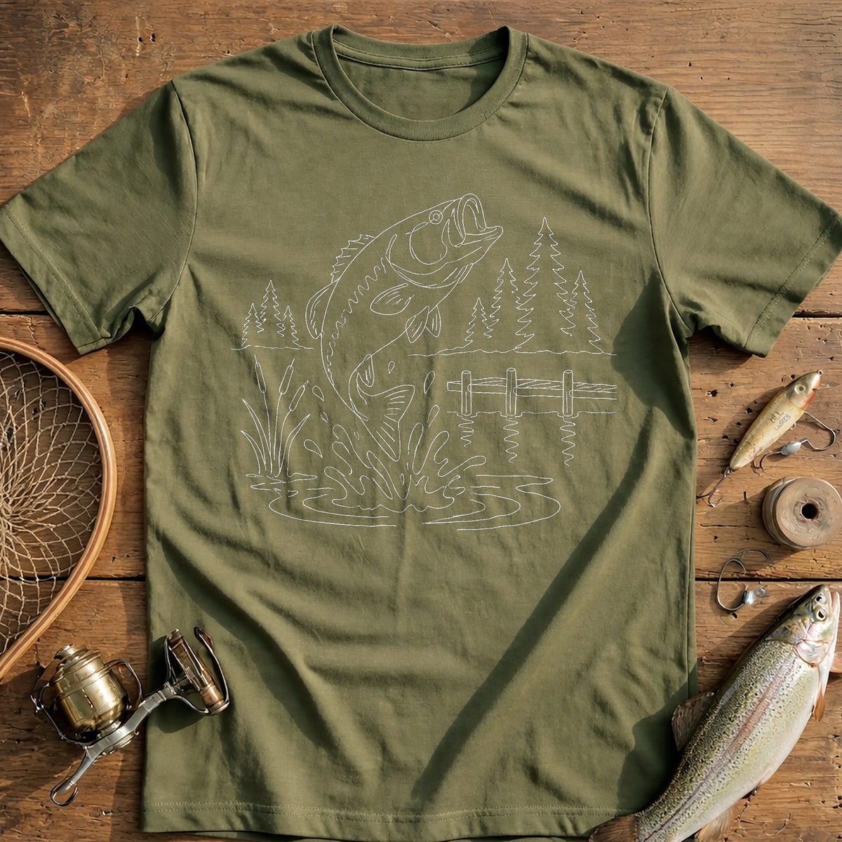 Bass Leaping High Fishing T-Shirt EU product image 4