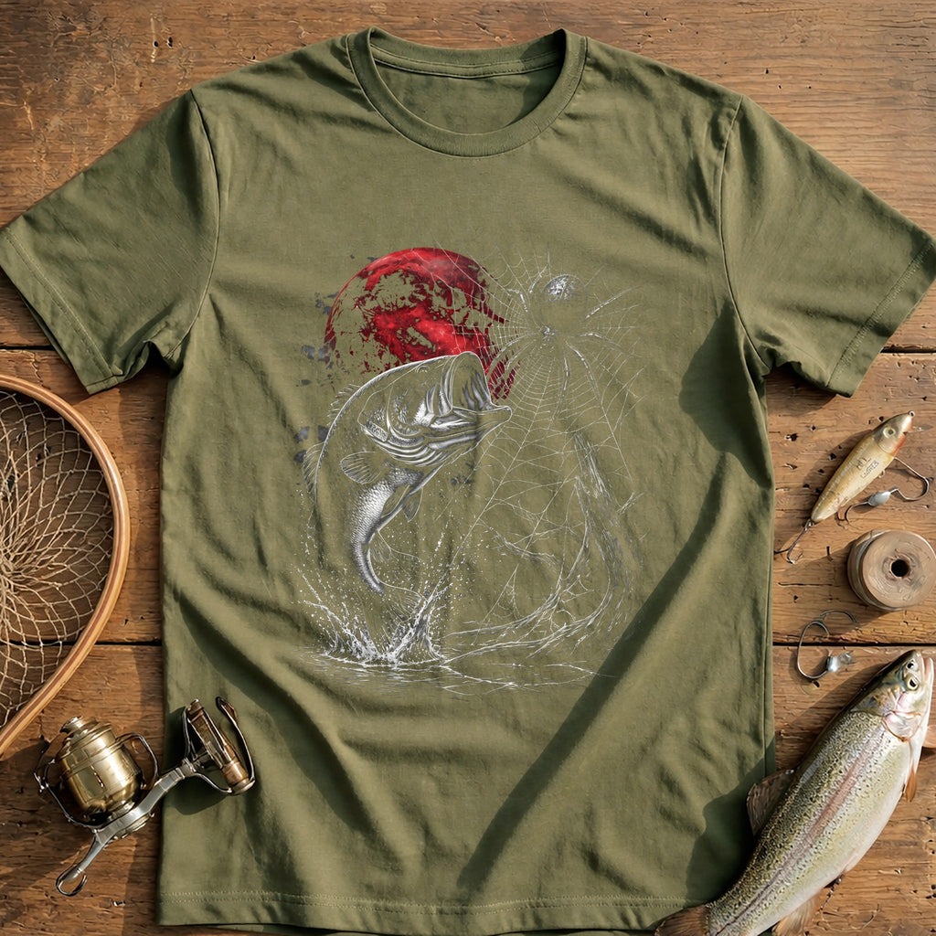 Bass Spider Web Redmoon Fishing T-Shirt US product image 4