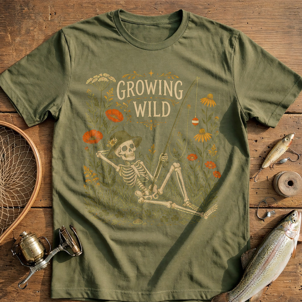 Growing Wild Skeleton Fishing T-Shirt US product image 4