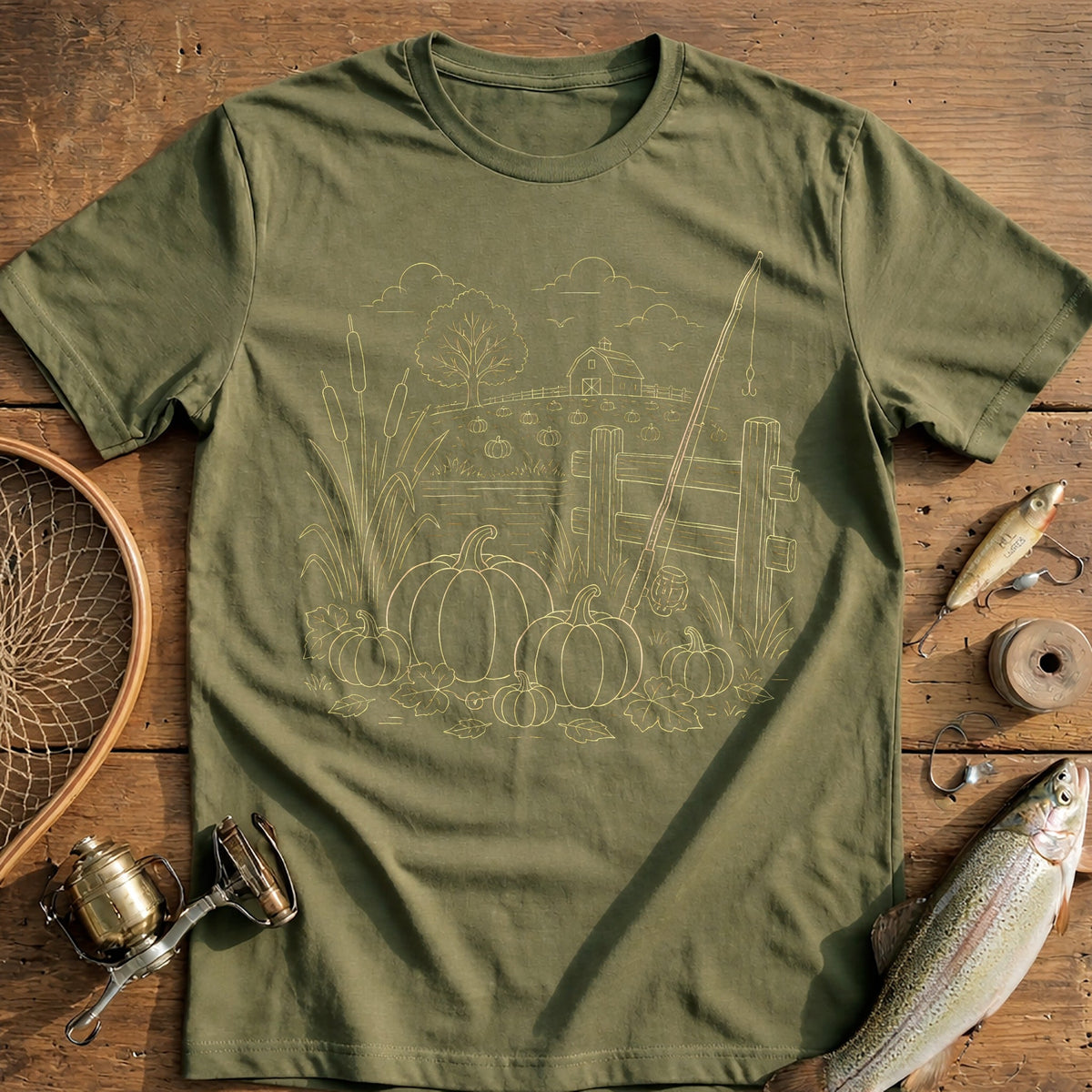 Pumpkin Patch Rod Fishing T-Shirt US product image 4