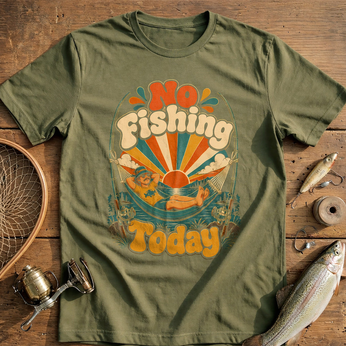 Retro Groovy Fishing T-Shirt EU product image 4