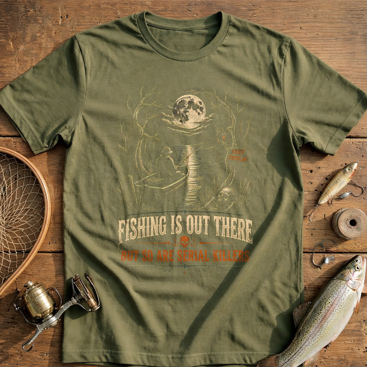 Serial Killers Engraving Fishing T-Shirt US product image 4