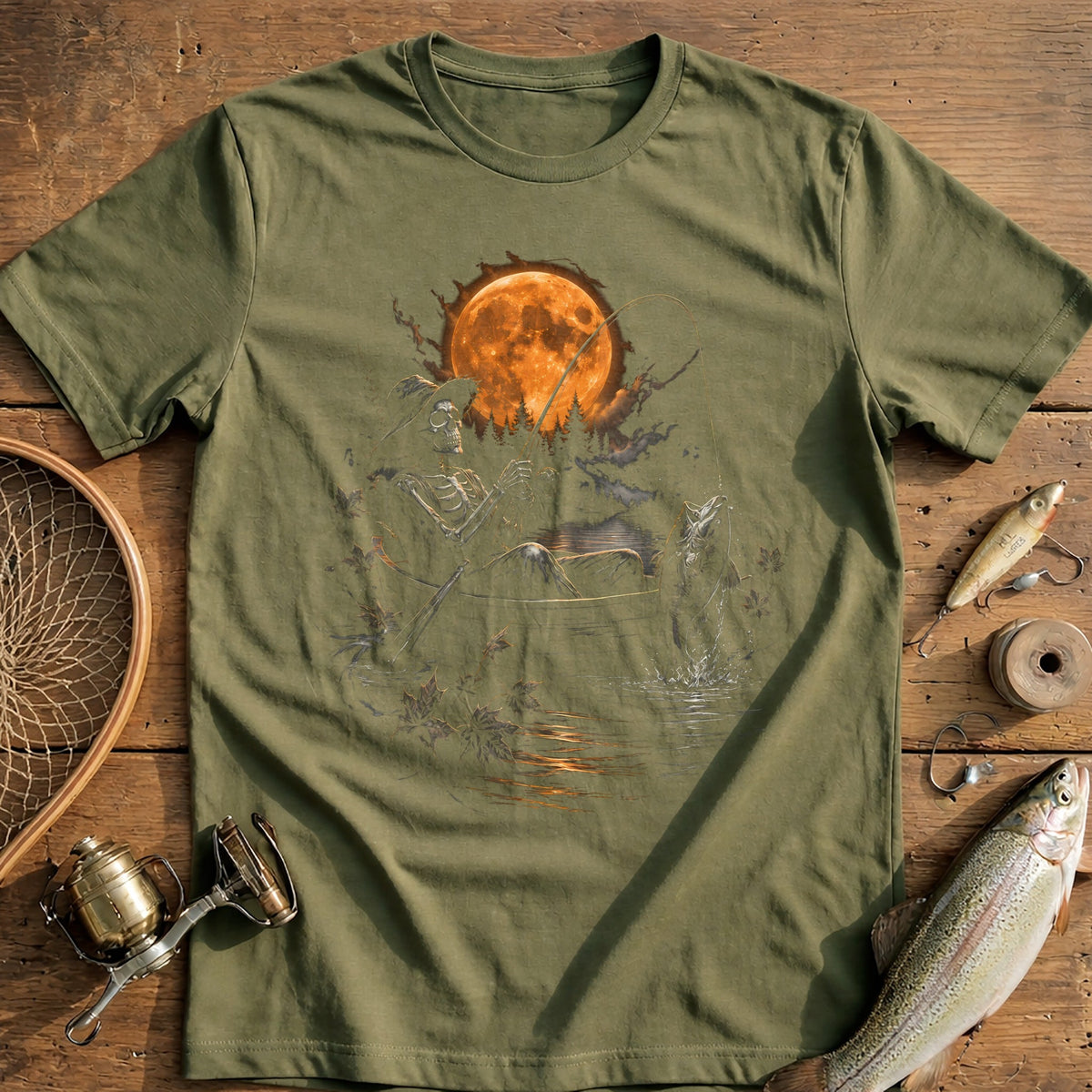 Skeleton Angler Rowboat Fishing T-Shirt AU product image 4