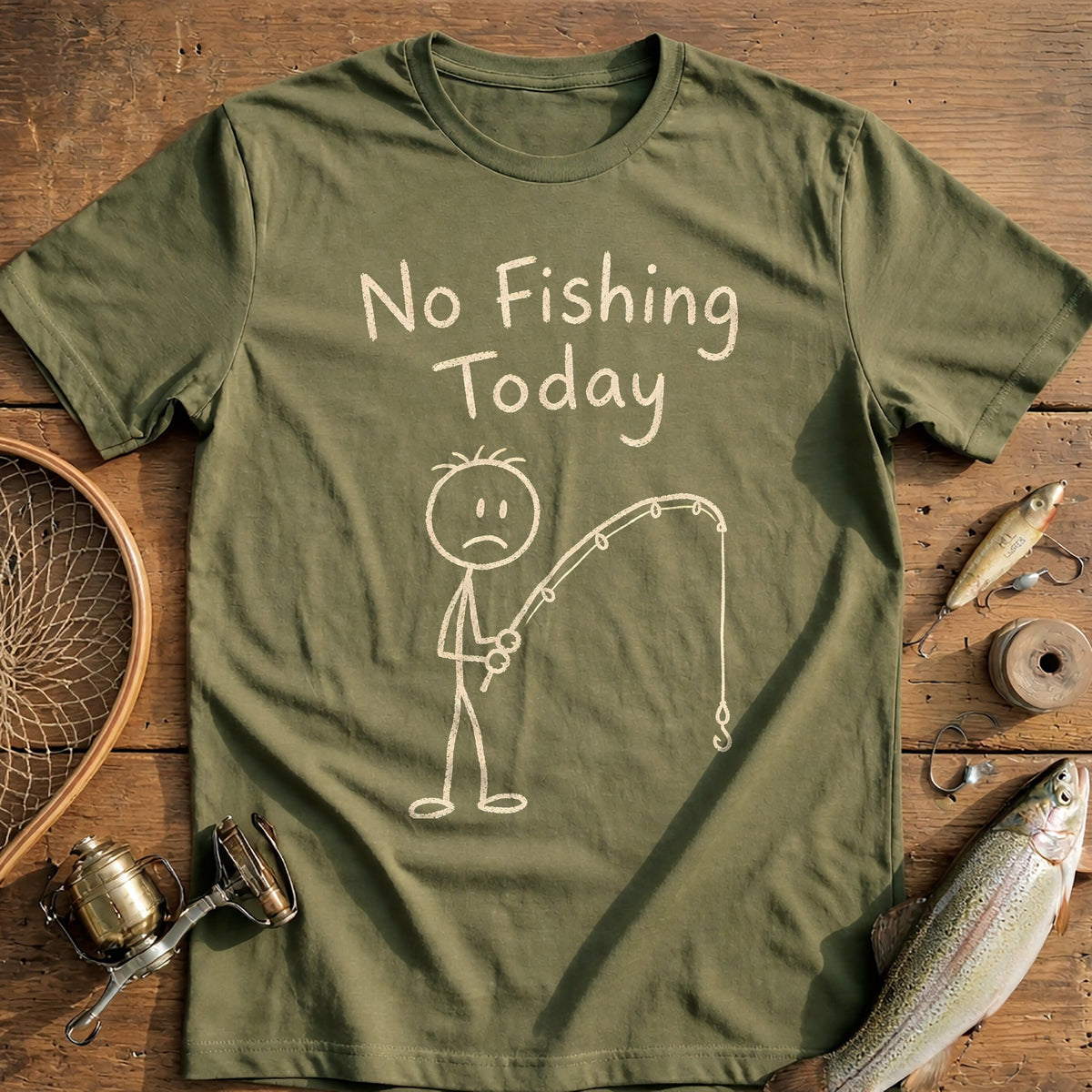 Stickman Doodle Fishing T-Shirt product image 4