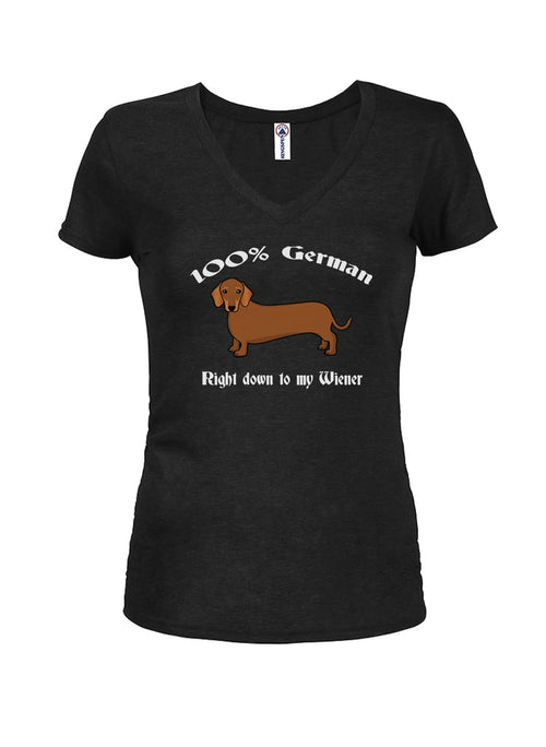 100% German Down to My Wiener Juniors V Neck T-Shirt product image 1