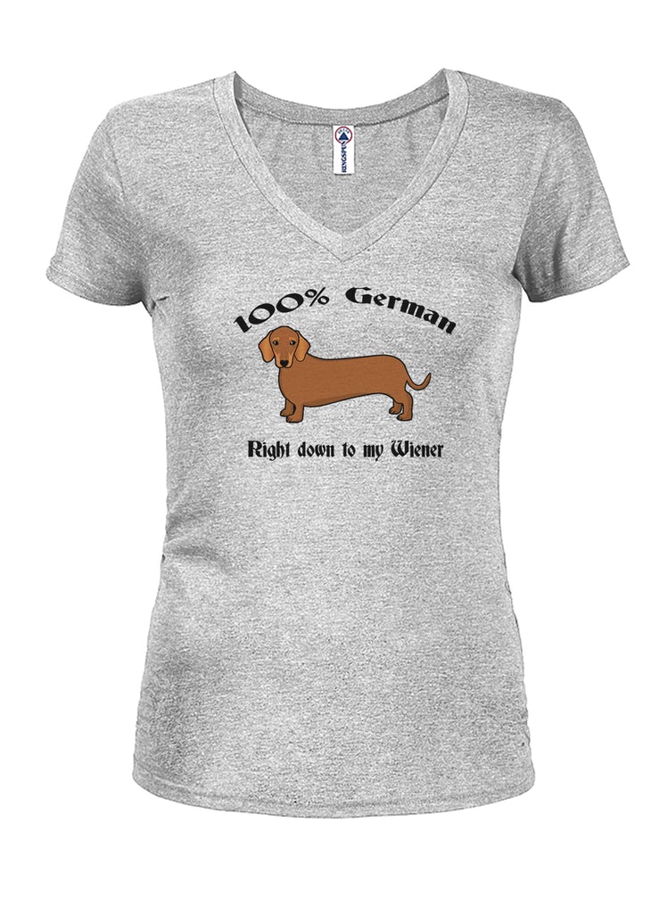 100% German Down to My Wiener Juniors V Neck T-Shirt product image 2