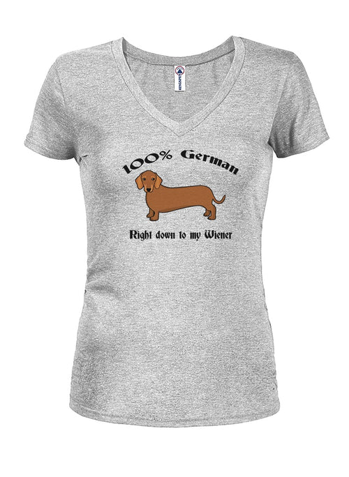 100% German Down to My Wiener Juniors V Neck T-Shirt product image 2