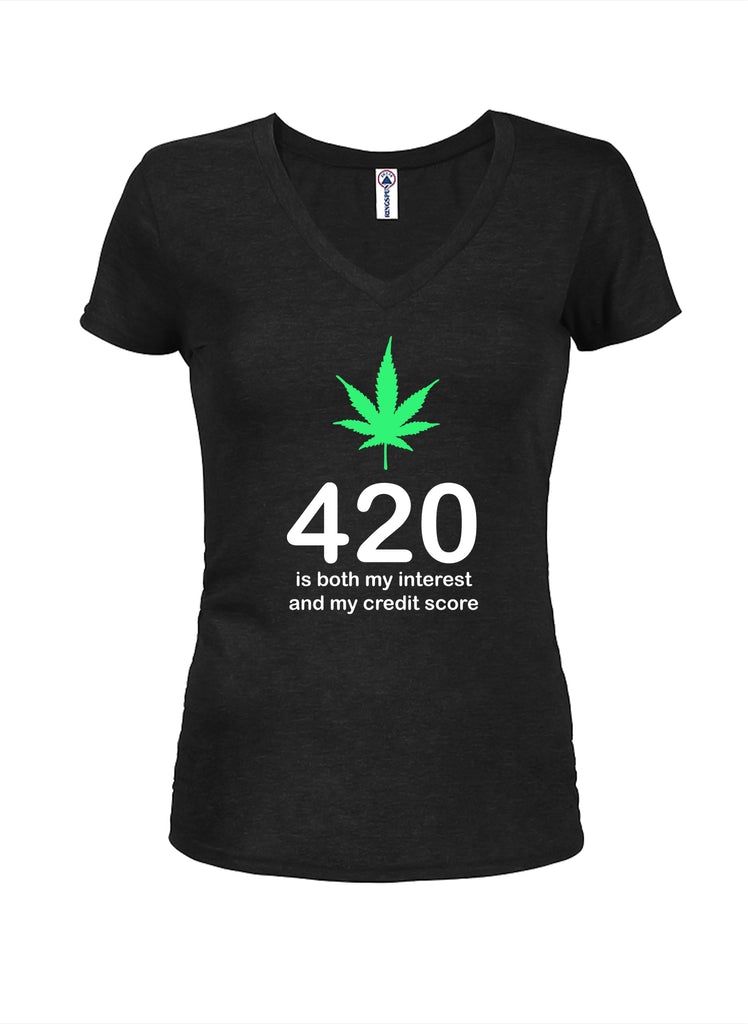 420 is both my interest and my credit score Juniors V Neck product image 1