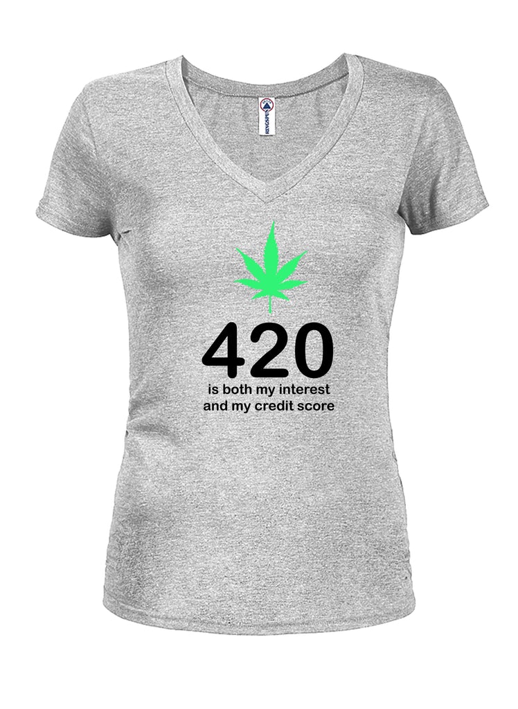420 is both my interest and my credit score Juniors V Neck product image 3