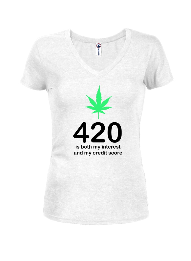 420 is both my interest and my credit score Juniors V Neck product image 2