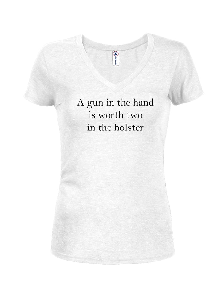 A gun in the hand is worth two in holster Juniors V Neck product image 3