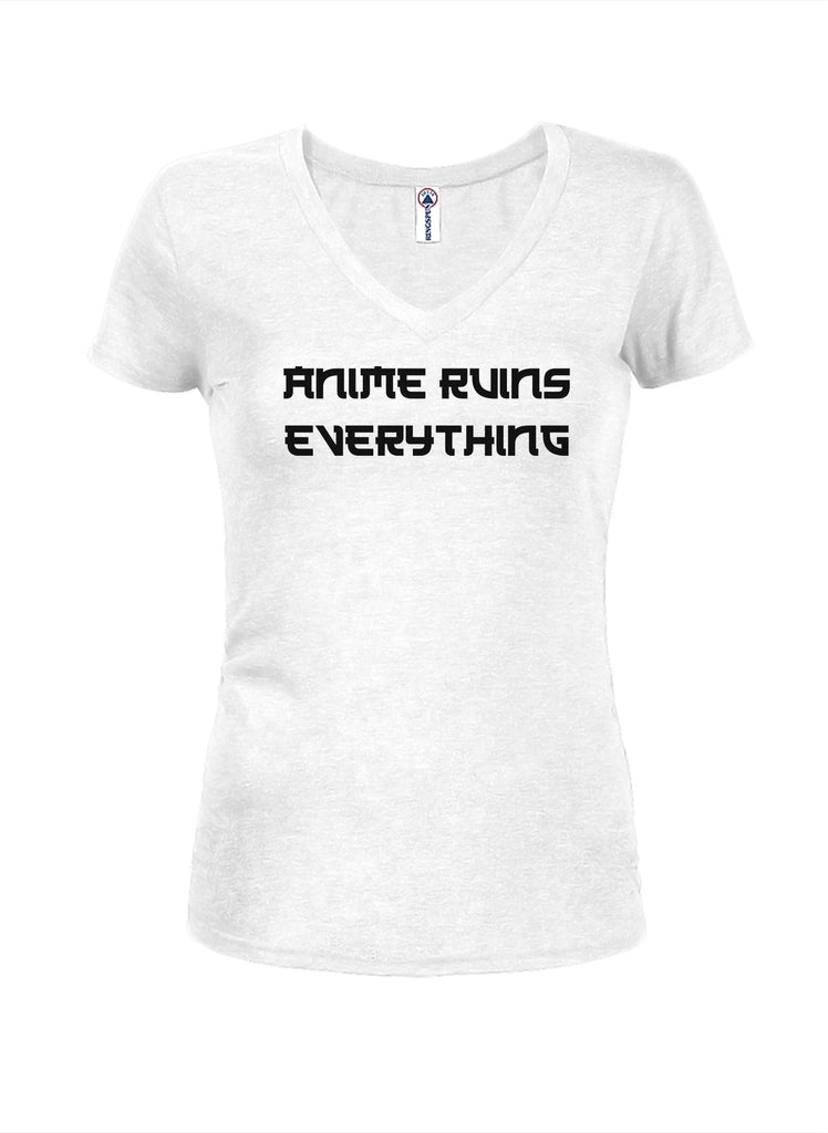 Anime Ruins Everything Juniors V Neck T-Shirt product image 2