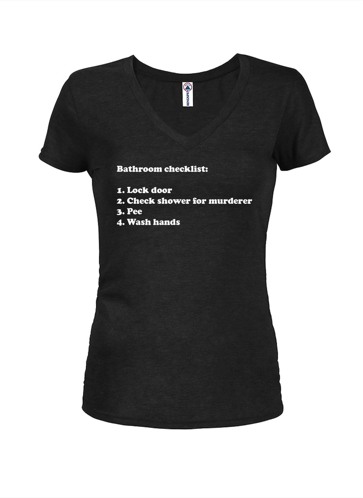 Bathroom Checklist Juniors V Neck T-Shirt product image 1