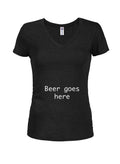 Beer Goes Here Juniors V Neck T-Shirt product image 1